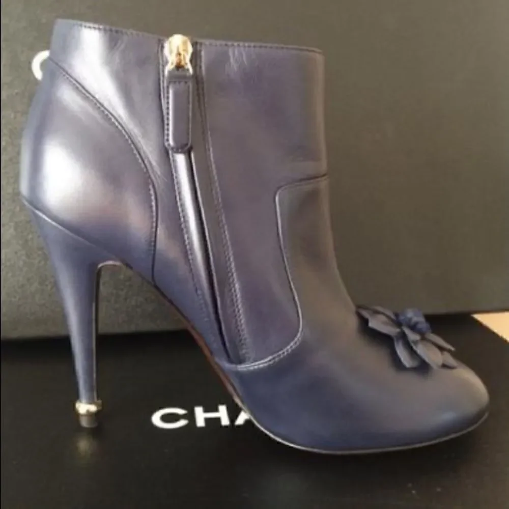 CHANEL Lambskin Short Boots 15A Size: 38